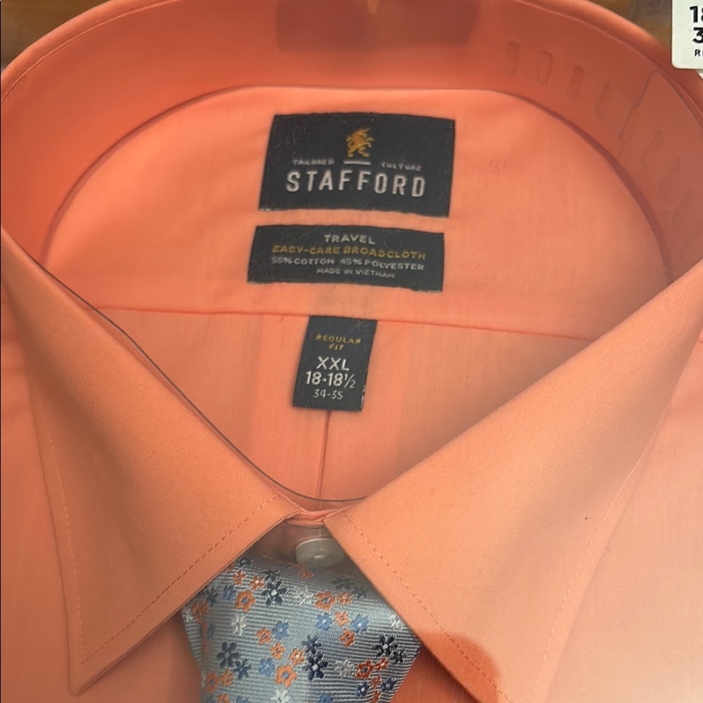 Stafford Men's Coral Dress Shirt - Picture 2 of 4